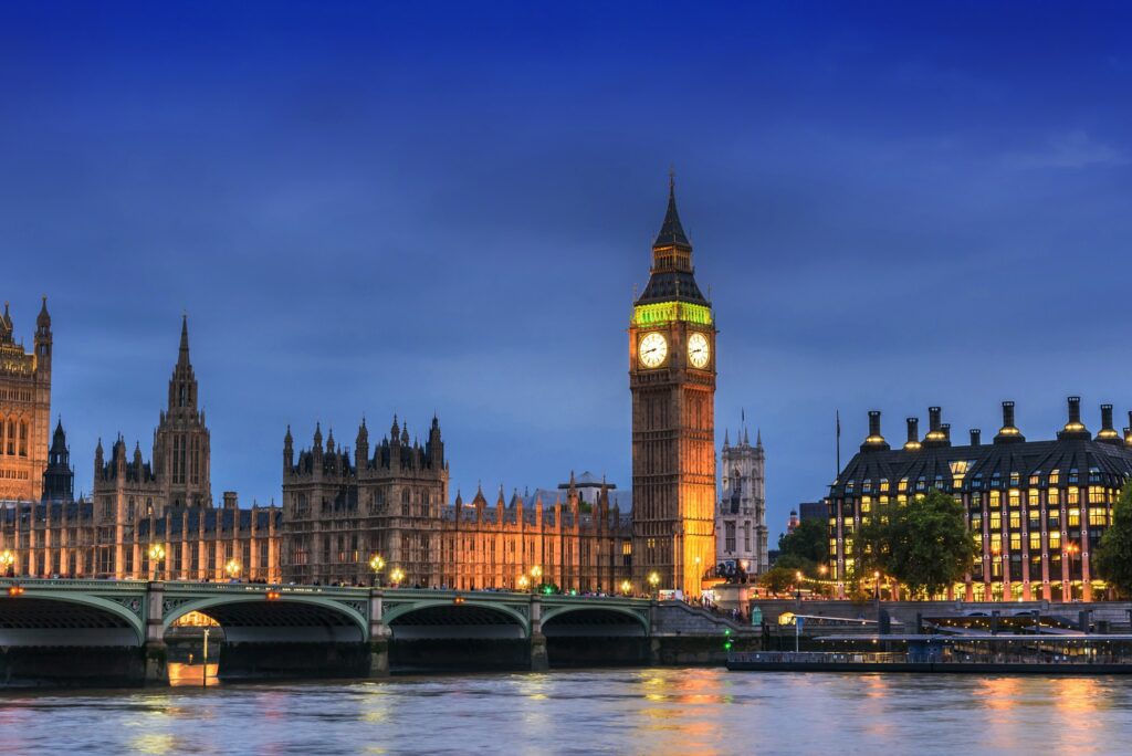 Big Ben and House of Parliament, London, UK, in the dusk evening